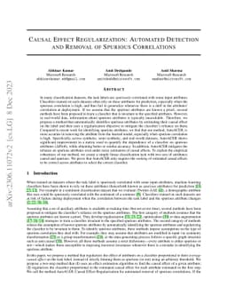 Causal Effect Regularization: Automated Detection and Removal of
  Spurious Attributes