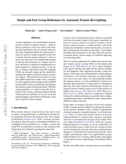 Simple and Fast Group Robustness by Automatic Feature Reweighting