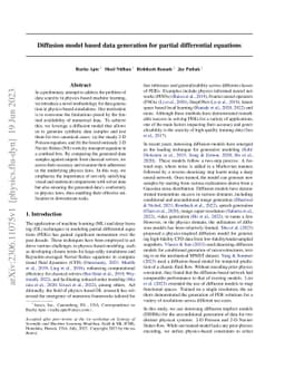 Diffusion model based data generation for partial differential equations