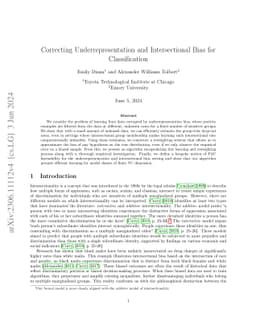 Correcting Underrepresentation and Intersectional Bias for
  Classification