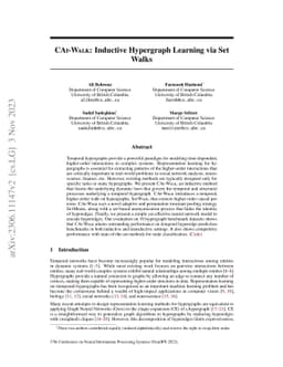 CAT-Walk: Inductive Hypergraph Learning via Set Walks