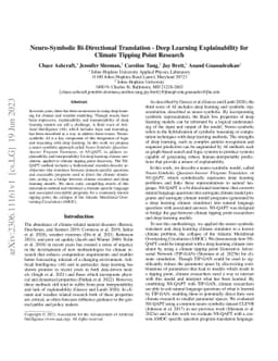Neuro-Symbolic Bi-Directional Translation -- Deep Learning
  Explainability for Climate Tipping Point Research