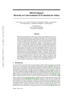 DICES Dataset: Diversity in Conversational AI Evaluation for Safety