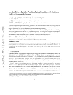 Less Can Be More: Exploring Population Rating Dispositions with
  Partitioned Models in Recommender Systems