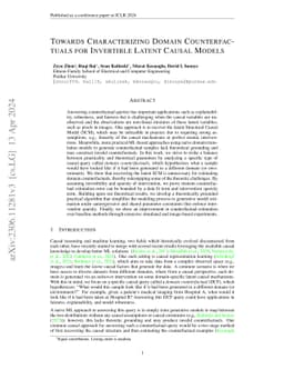 Towards Characterizing Domain Counterfactuals For Invertible Latent
  Causal Models