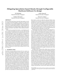 Mitigating Speculation-based Attacks through Configurable
  Hardware/Software Co-design