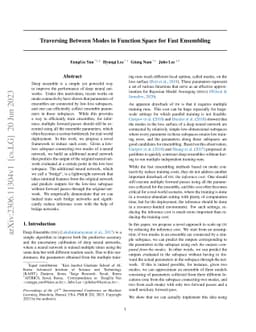 Traversing Between Modes in Function Space for Fast Ensembling