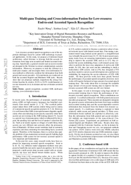 Multi-pass Training and Cross-information Fusion for Low-resource
  End-to-end Accented Speech Recognition