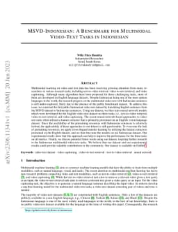 MSVD-Indonesian: A Benchmark for Multimodal Video-Text Tasks in
  Indonesian