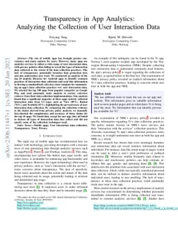 Transparency in App Analytics: Analyzing the Collection of User
  Interaction Data