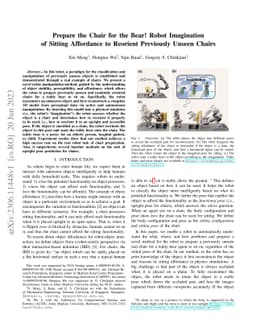 Prepare the Chair for the Bear! Robot Imagination of Sitting Affordance
  to Reorient Previously Unseen Chairs