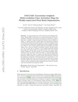 UM-CAM: Uncertainty-weighted Multi-resolution Class Activation Maps for
  Weakly-supervised Fetal Brain Segmentation