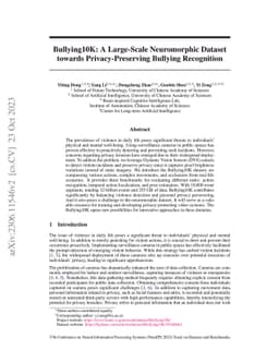 Bullying10K: A Large-Scale Neuromorphic Dataset towards
  Privacy-Preserving Bullying Recognition