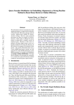 Query Encoder Distillation via Embedding Alignment is a Strong Baseline
  Method to Boost Dense Retriever Online Efficiency