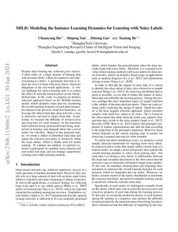MILD: Modeling the Instance Learning Dynamics for Learning with Noisy
  Labels