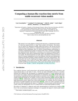 Computing a human-like reaction time metric from stable recurrent vision
  models