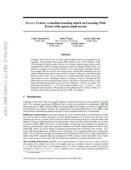 SALSA VERDE: a machine learning attack on Learning With Errors with
  sparse small secrets