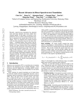 Recent Advances in Direct Speech-to-text Translation