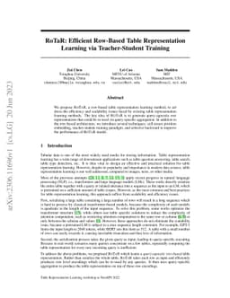 RoTaR: Efficient Row-Based Table Representation Learning via
  Teacher-Student Training