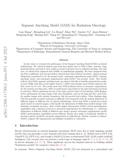 Segment Anything Model (SAM) for Radiation Oncology