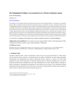 The Manipulation Problem: Conversational AI as a Threat to Epistemic
  Agency