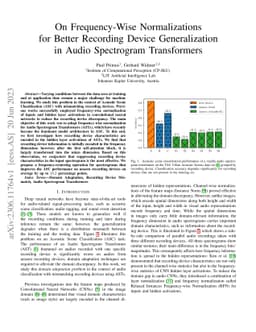 On Frequency-Wise Normalizations for Better Recording Device
  Generalization in Audio Spectrogram Transformers