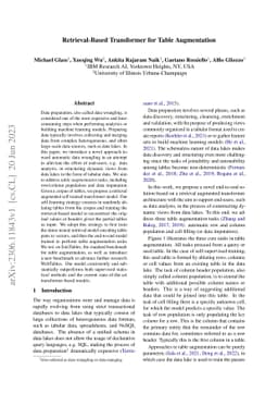 Retrieval-Based Transformer for Table Augmentation
