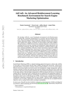 AdCraft: An Advanced Reinforcement Learning Benchmark Environment for
  Search Engine Marketing Optimization