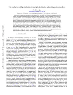 Universal adversarial perturbations for multiple classification tasks
  with quantum classifiers