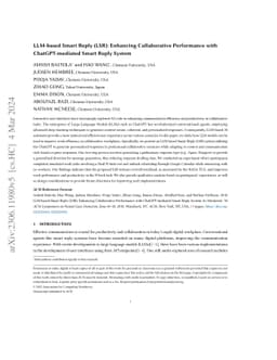 LLM-based Smart Reply (LSR): Enhancing Collaborative Performance with
  ChatGPT-mediated Smart Reply System