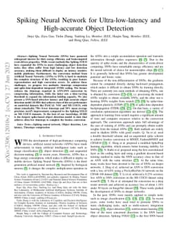Spiking Neural Network for Ultra-low-latency and High-accurate Object
  Detection