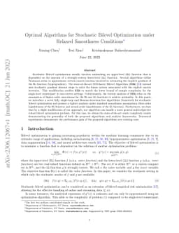 Optimal Algorithms for Stochastic Bilevel Optimization under Relaxed
  Smoothness Conditions