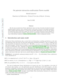 On pairwise interaction multivariate Pareto models