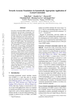 Towards Accurate Translation via Semantically Appropriate Application of
  Lexical Constraints