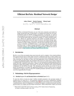 Efficient ResNets: Residual Network Design
