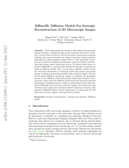 DiffuseIR:Diffusion Models For Isotropic Reconstruction of 3D
  Microscopic Images