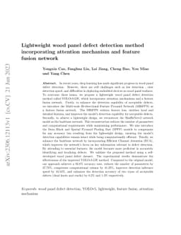 Lightweight wood panel defect detection method incorporating attention
  mechanism and feature fusion network