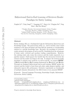 Bidirectional End-to-End Learning of Retriever-Reader Paradigm for
  Entity Linking