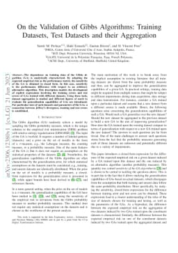 On the Validation of Gibbs Algorithms: Training Datasets, Test Datasets
  and their Aggregation