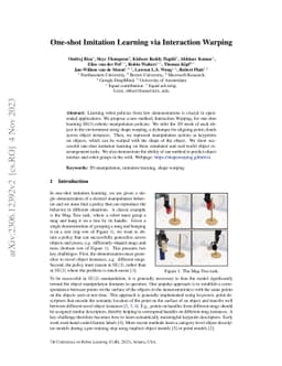 One-shot Imitation Learning via Interaction Warping