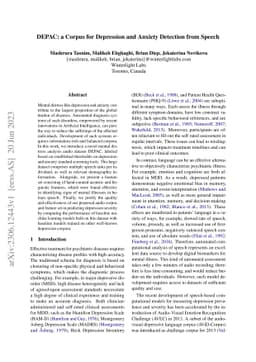 DEPAC: a Corpus for Depression and Anxiety Detection from Speech