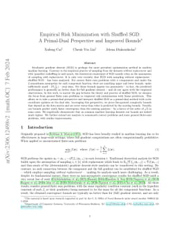 Empirical Risk Minimization with Shuffled SGD: A Primal-Dual Perspective
  and Improved Bounds