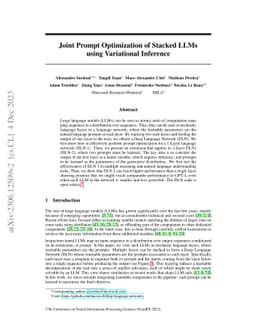 Joint Prompt Optimization of Stacked LLMs using Variational Inference