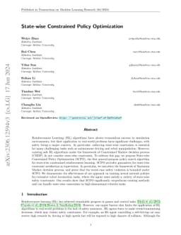 State-wise Constrained Policy Optimization