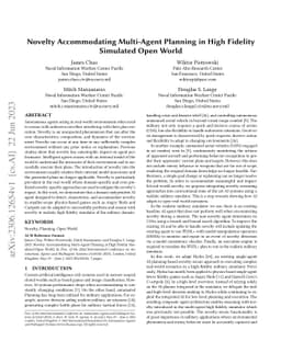 Novelty Accommodating Multi-Agent Planning in High Fidelity Simulated Open World
