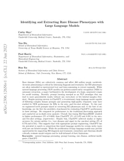 Identifying and Extracting Rare Disease Phenotypes with Large Language
  Models