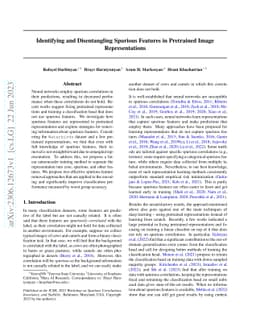 Identifying and Disentangling Spurious Features in Pretrained Image
  Representations