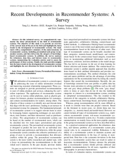 Recent Developments in Recommender Systems: A Survey