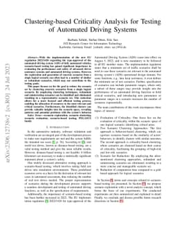 Clustering-based Criticality Analysis for Testing of Automated Driving
  Systems