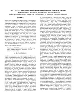 MFCCGAN: A Novel MFCC-Based Speech Synthesizer Using Adversarial
  Learning